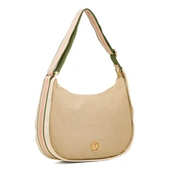 Sale Borsa a tracolla Beige da Donna con logo in metallo Donna Borse A Tracolla Donna