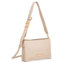 New Borsa a tracolla beige da Donna con logo in metallo Donna Borse A Tracolla Donna