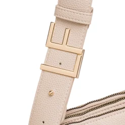 New Borsa a tracolla beige da Donna con logo in metallo Donna Borse A Tracolla Donna