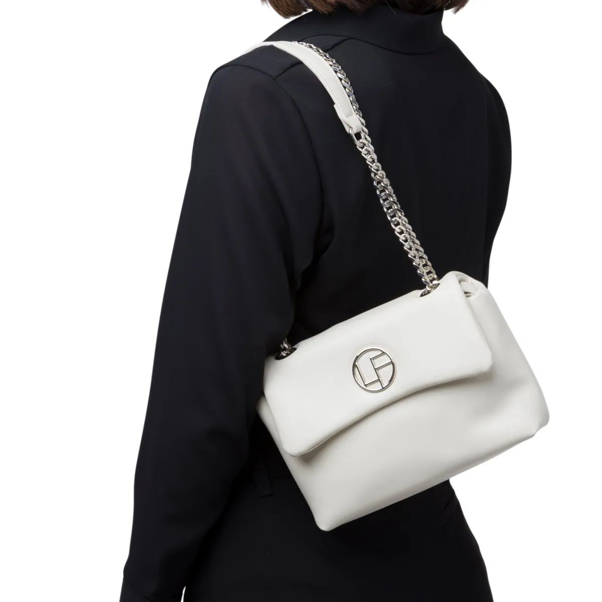 Discount Borsa a tracolla bianca da Donna con catena Donna Borse A Tracolla Donna