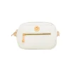 Sale Borsa a Tracolla Bianca da Donna con logo dorato Donna Borse Cerimonia|Borse A Tracolla Donna
