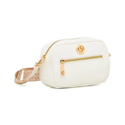 Sale Borsa a Tracolla Bianca da Donna con logo dorato Donna Borse Cerimonia|Borse A Tracolla Donna