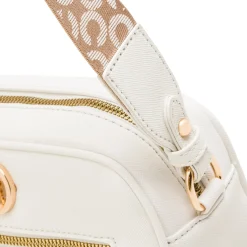 Sale Borsa a Tracolla Bianca da Donna con logo dorato Donna Borse Cerimonia|Borse A Tracolla Donna