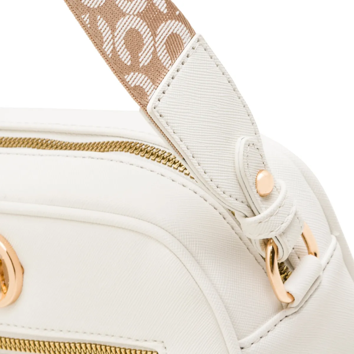 Sale Borsa a Tracolla Bianca da Donna con logo dorato Donna Borse Cerimonia|Borse A Tracolla Donna