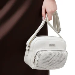 Borsa a tracolla bianca da Donna con dettagli traforati Donna Borse A Tracolla Donna