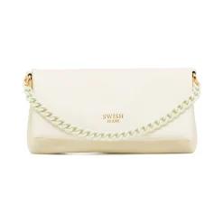 Online Borsa a Tracolla Bianca da Donna con catena e logo Donna Borse A Tracolla Donna