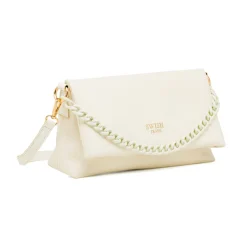 Online Borsa a Tracolla Bianca da Donna con catena e logo Donna Borse A Tracolla Donna