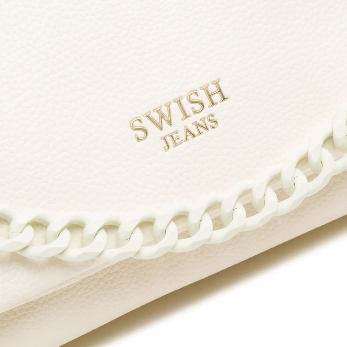 Online Borsa a Tracolla Bianca da Donna con catena e logo Donna Borse A Tracolla Donna