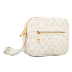 Discount Borsa a tracolla Bianco Off White con logo stampato e zip dorata Donna Borse A Tracolla Donna