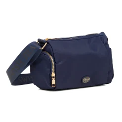 New Borsa a tracolla blu da Donna in tessuto lucido con logo Donna Borse A Tracolla Donna