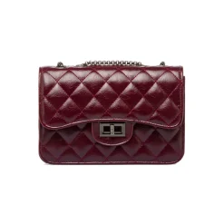 Hot Borsa a tracolla Bordeaux da Donna con trapuntatura a rombi Donna Borse A Tracolla Donna