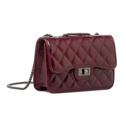 Hot Borsa a tracolla Bordeaux da Donna con trapuntatura a rombi Donna Borse A Tracolla Donna