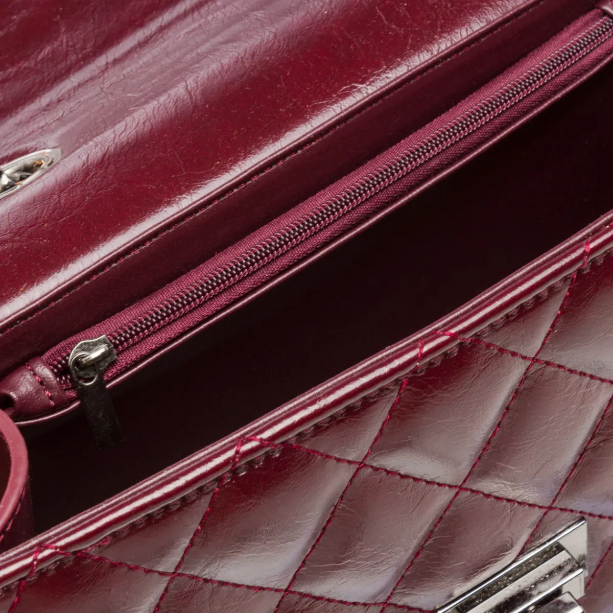 Hot Borsa a tracolla Bordeaux da Donna con trapuntatura a rombi Donna Borse A Tracolla Donna