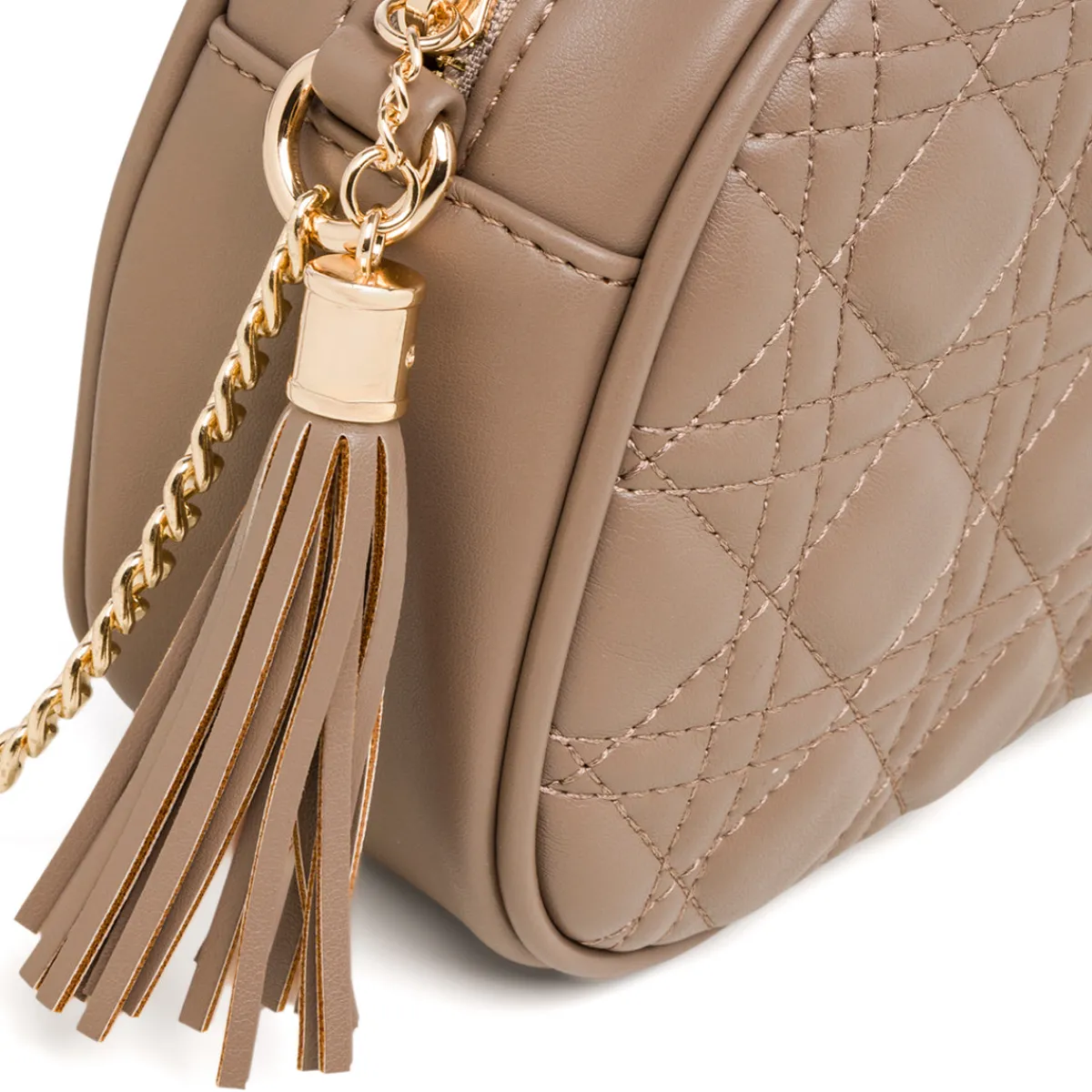 Discount Borsa a tracolla color taupe effetto trapuntato Donna Borse A Tracolla Donna