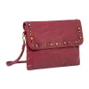 Sale Borsa a tracolla da donna Bordeaux con borchie metalliche Donna Borse A Tracolla Donna