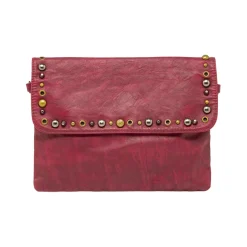 Sale Borsa a tracolla da donna Bordeaux con borchie metalliche Donna Borse A Tracolla Donna