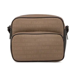 Online Borsa a Tracolla da Donna Marrone con Doppia Tasca Donna Borse A Tracolla Donna