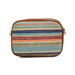 Online Borsa a tracolla da donna multicolore e marrone con dettagli rafia Donna Borse A Tracolla Donna