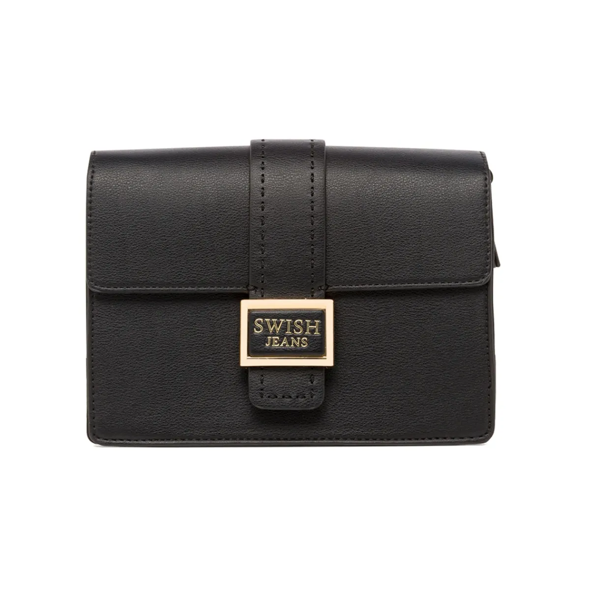 New Borsa a Tracolla da Donna Nera con Chiusura Logo Donna Borse A Tracolla Donna