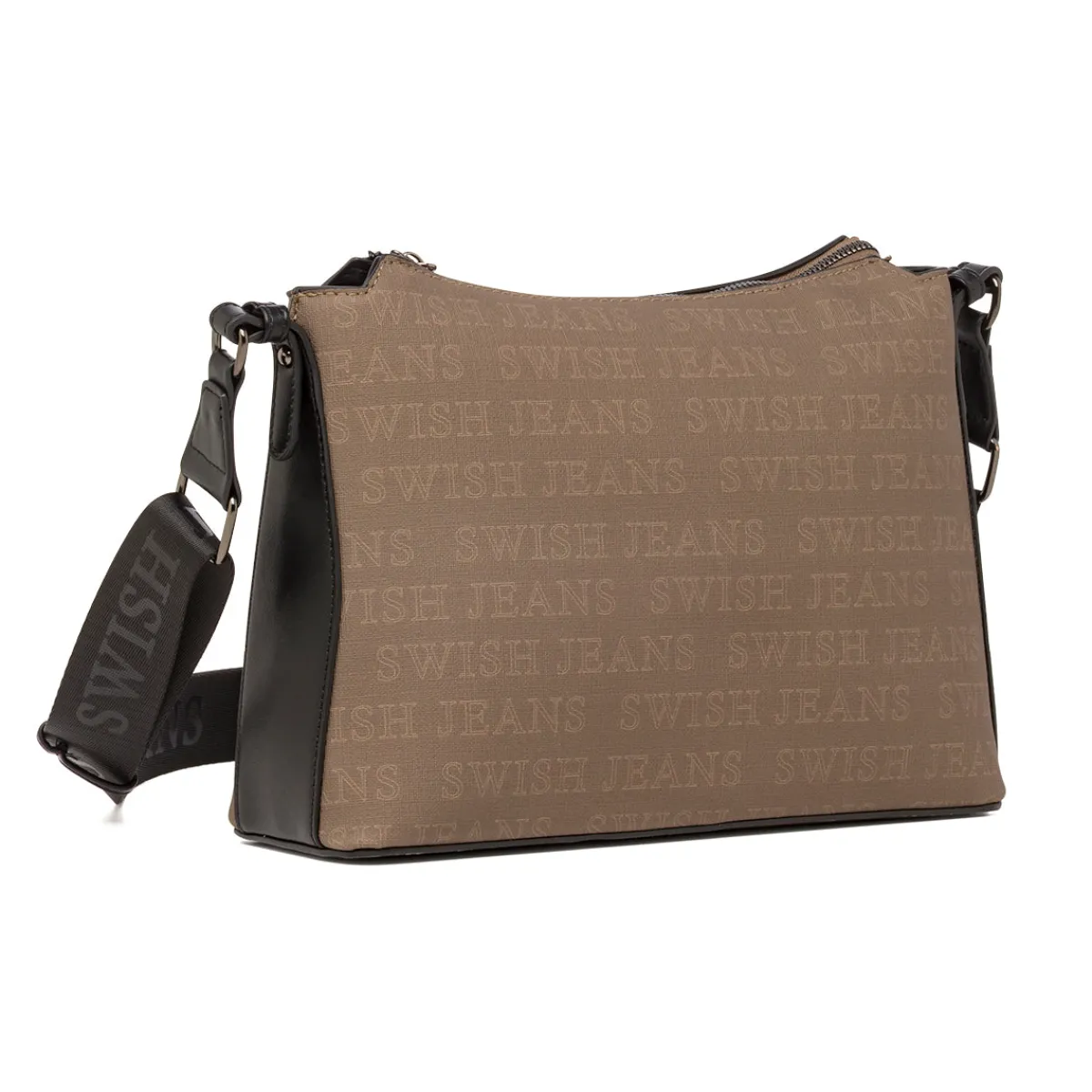Online Borsa a Tracolla da Donna Marrone con Stampa Logo All Over Donna Borse A Tracolla Donna