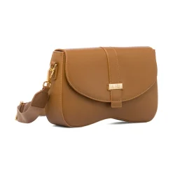 Borsa a Tracolla da Donna Marrone con Dettagli Dorati Donna Borse A Tracolla Donna