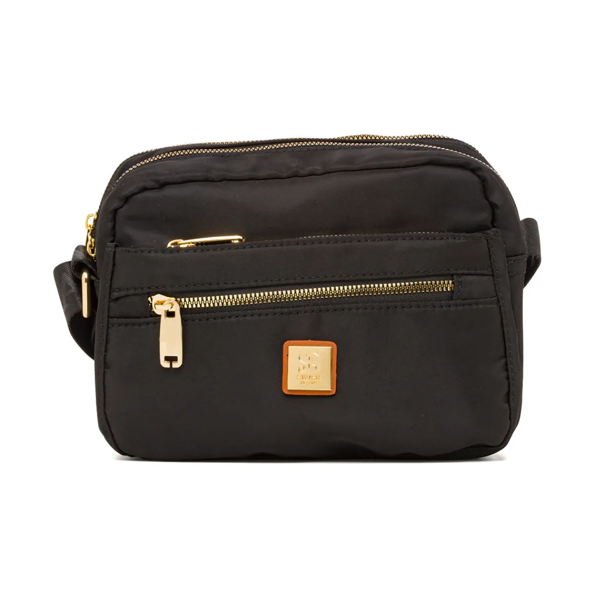 New Borsa a Tracolla da Donna Nera con Dettagli Oro Donna Borse A Tracolla Donna