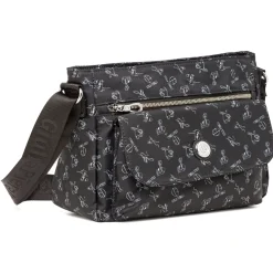 Best Borsa a tracolla Donna Nera stampata logata Donna Borse A Tracolla Donna