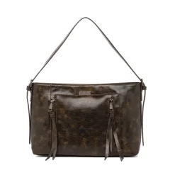 Discount Borsa a tracolla marrone da Donna con dettagli zip Donna Borse A Spalla