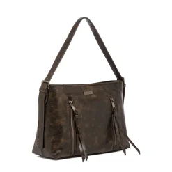 Discount Borsa a tracolla marrone da Donna con dettagli zip Donna Borse A Spalla