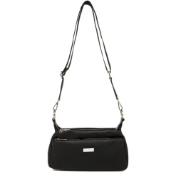 Discount Borsa a tracolla nera da Donna con tasche e logo Donna Borse A Tracolla Donna