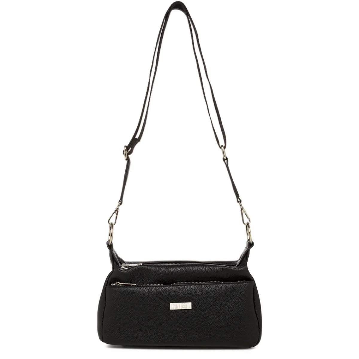 Discount Borsa a tracolla nera da Donna con tasche e logo Donna Borse A Tracolla Donna