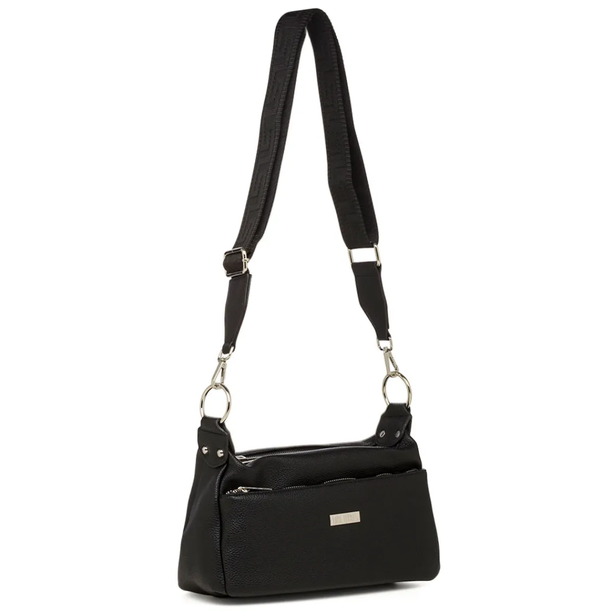 Discount Borsa a tracolla nera da Donna con tasche e logo Donna Borse A Tracolla Donna