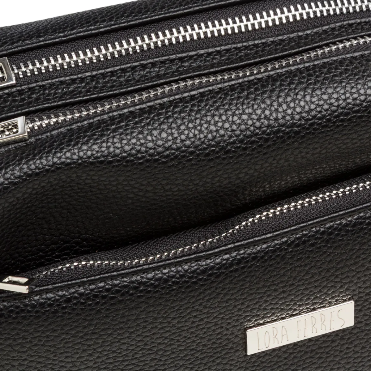 Discount Borsa a tracolla nera da Donna con tasche e logo Donna Borse A Tracolla Donna