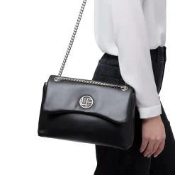 Outlet Borsa a tracolla nera da Donna con catena Donna Borse A Tracolla Donna