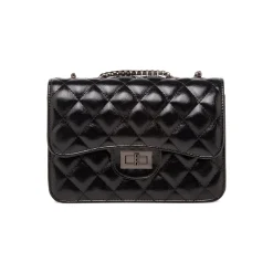 Discount Borsa a tracolla nera da Donna effetto trapuntato vernice Donna Borse A Tracolla Donna