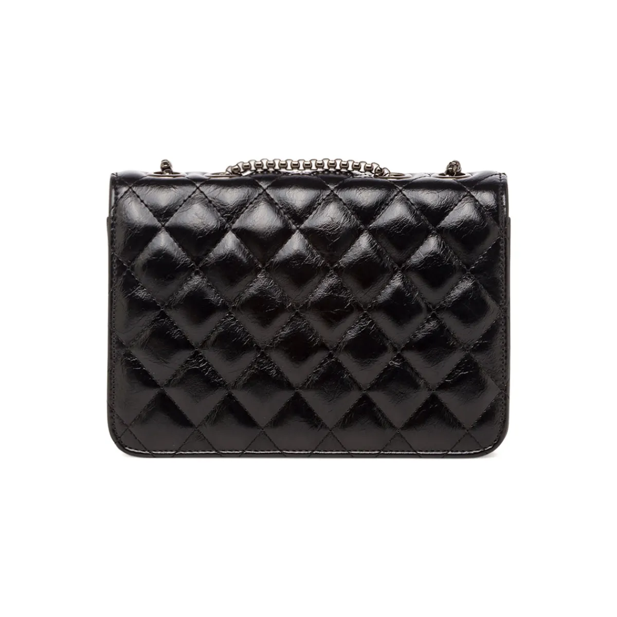 Discount Borsa a tracolla nera da Donna effetto trapuntato vernice Donna Borse A Tracolla Donna