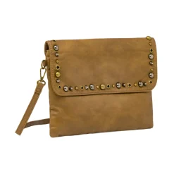 Best Borsa a tracolla marrone da donna con borchie Donna Borse A Tracolla Donna