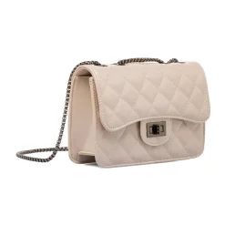 Borsa a tracolla taupe da Donna con trapuntatura a rombi Donna Borse A Tracolla Donna
