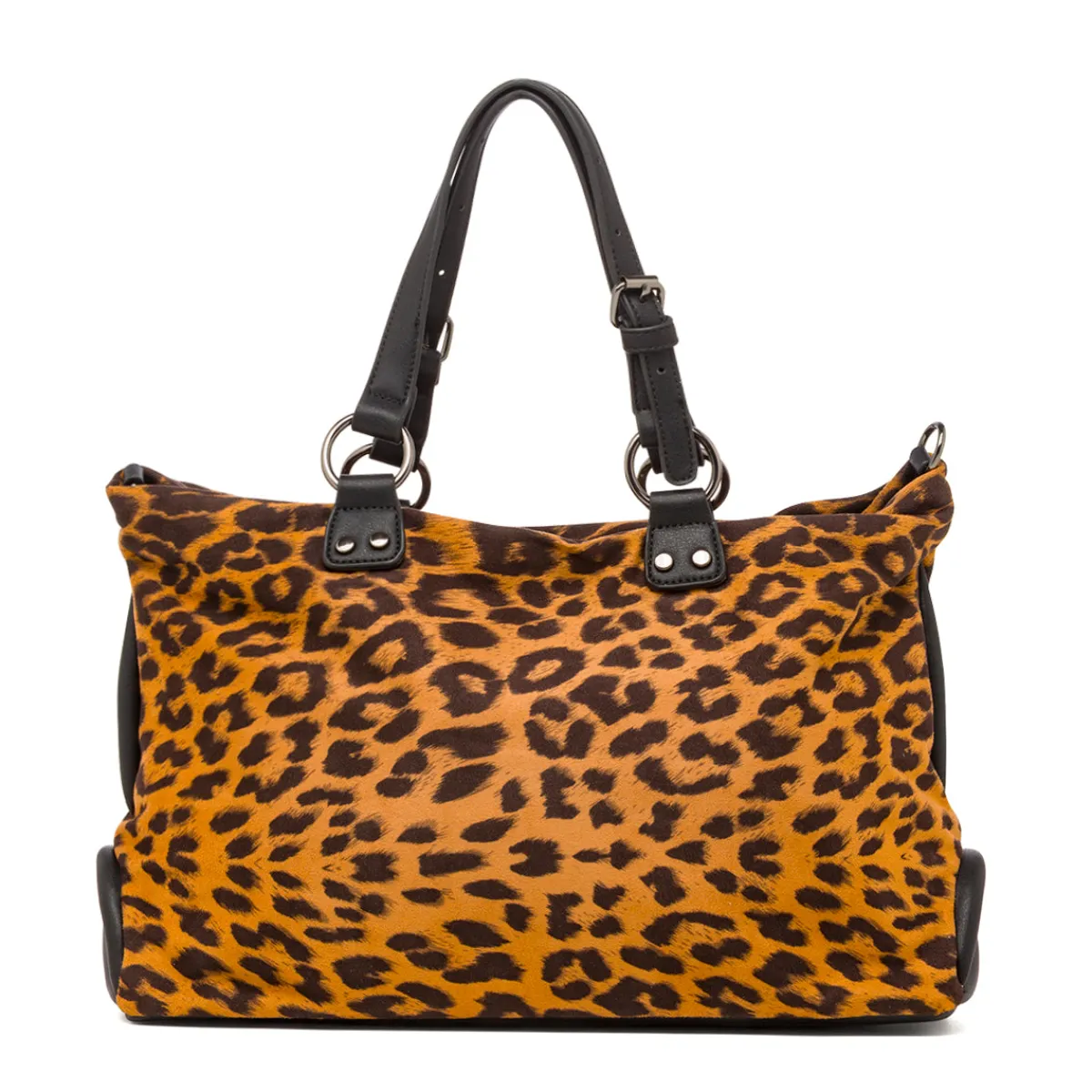 New Borsa con Stampa Animalier Leopardata e Doppio Manico Donna Borse A Tracolla Donna