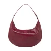 Borsa hobo bordeaux da donna con cuciture decorative e logo Donna Borse A Spalla