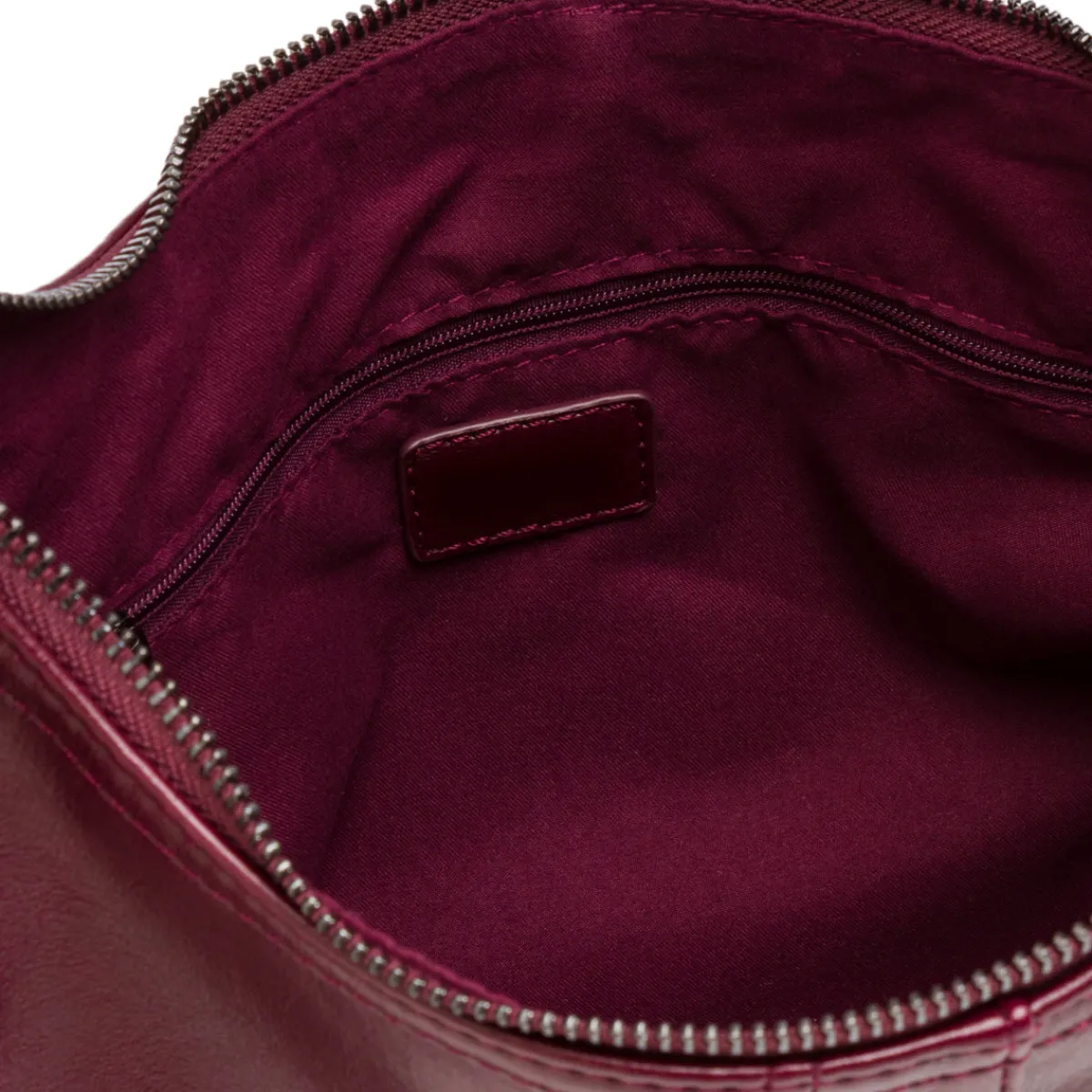 Borsa hobo bordeaux da donna con cuciture decorative e logo Donna Borse A Spalla