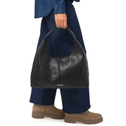 Outlet Borsa Hobo da Donna Nera con Dettaglio Intrecciato Donna Borse A Spalla