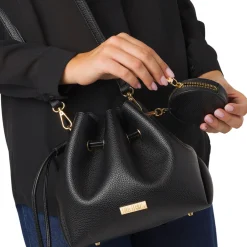 Discount Borsa Secchiello da Donna Nera con Tracolla Regolabile Donna Borse A Tracolla Donna