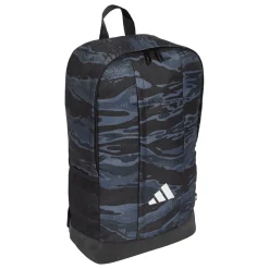 Outlet Borsa sport blu navy e nera con stampa mimetica e logo frontale Zaini Sportivi