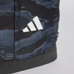 Outlet Borsa sport blu navy e nera con stampa mimetica e logo frontale Zaini Sportivi