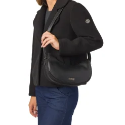 Outlet Borse a spalla nera da Donna con logo e portamonete rimovibile Donna Borse A Tracolla Donna