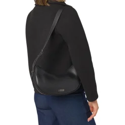 Outlet Borse a spalla nera da Donna con logo e portamonete rimovibile Donna Borse A Tracolla Donna