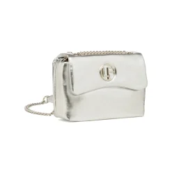 Borse a tracolla argento da Donna con catena e logo in metallo Donna Scarpe Eleganti|Borse Cerimonia