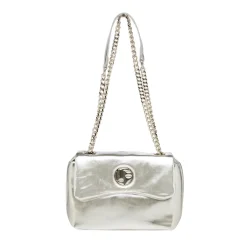 Borse a tracolla argento da Donna con catena e logo in metallo Donna Scarpe Eleganti|Borse Cerimonia