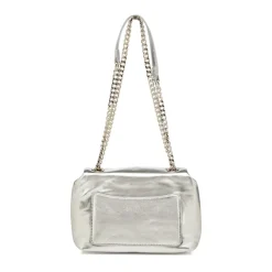 Borse a tracolla argento da Donna con catena e logo in metallo Donna Scarpe Eleganti|Borse Cerimonia